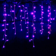 (#4 3.5m 96LED Purple ? Garden Decking Decoration) 3.5M 96 LED Icicle Hanging Wavy Curtain Fairy String Lights Xmas Party Decor