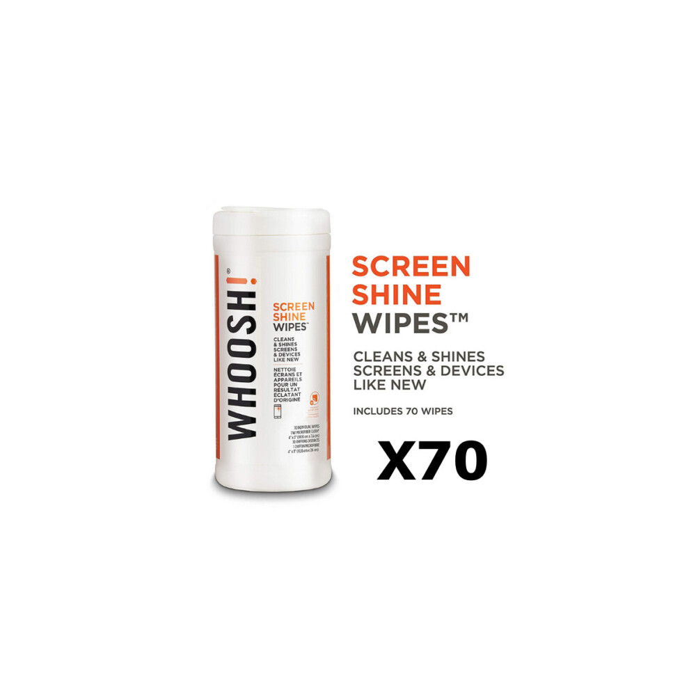 WHOOSH! 70x Screen Shine Disposable Anti-Microbes Wipes + 1 Mini Cloth
