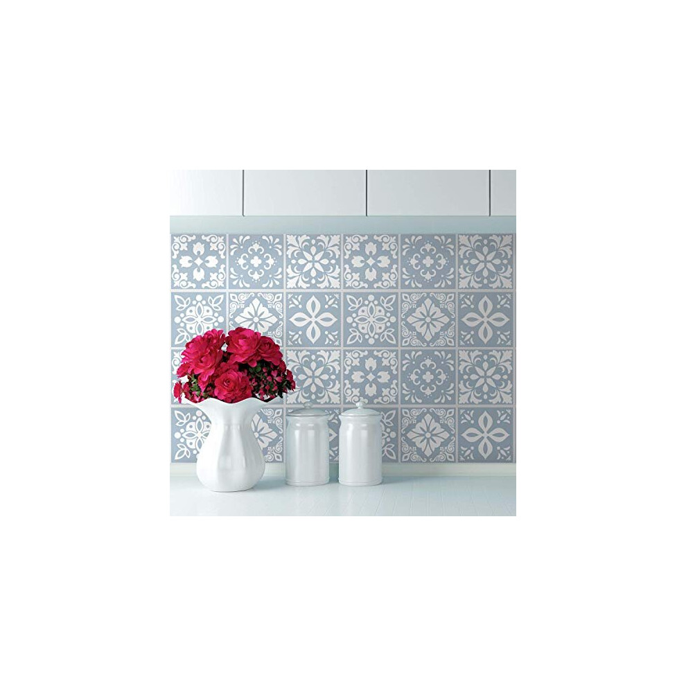 WALPLUS Wall Tile Sticker Set - 15 x 15 cm (6 x 6 in) - 24 pcs, DIY Art, Home Decorations, Decals, Kitchen Decor, Bathroom Ideas, Peel and Stick Back
