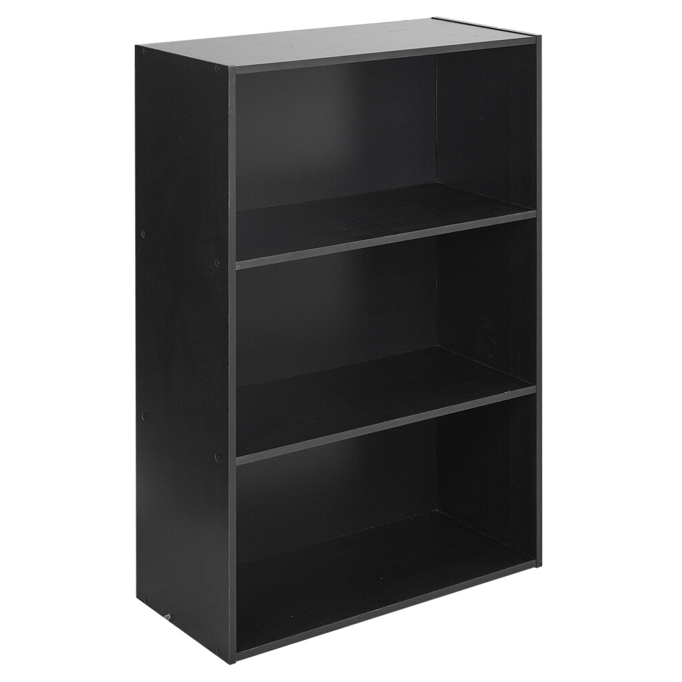 (Black) 3 Tier Wide | Bookcase