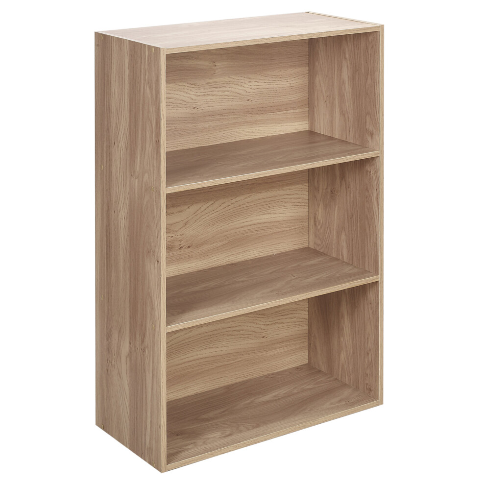 (Oak) 3 Tier Wide | Bookcase