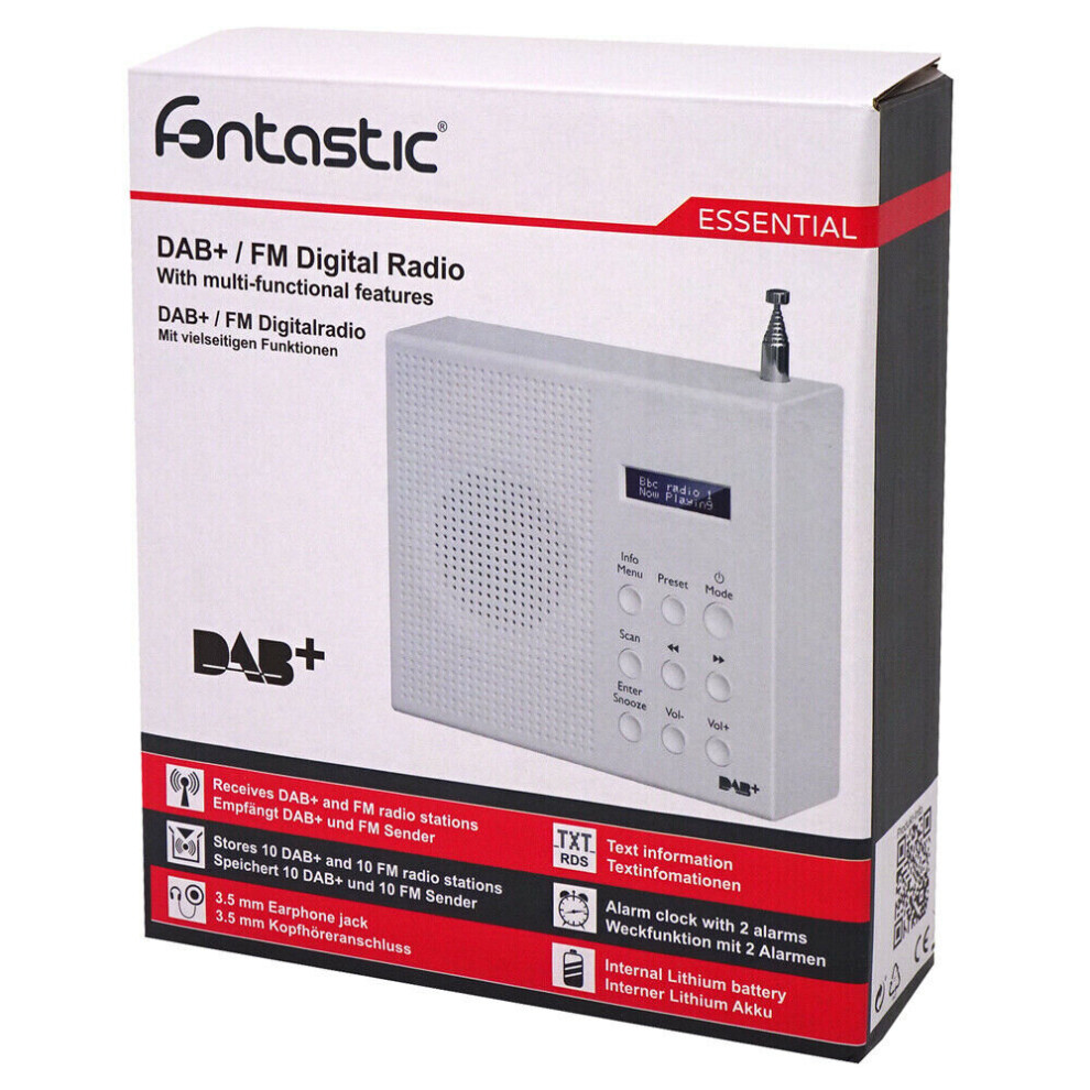 Fontastic DAB+ FM Radio Compact Battery Dual Alarm Clock Rechargeable