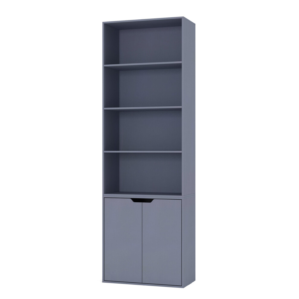 (Grey) 6 Tier With 2 Door | Bookcase Set