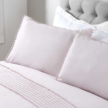 (Single) Pom Pom Detail Duvet Set, in Blush Pink