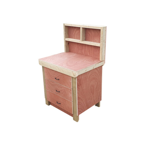 (3ft, With Back Panel) Wooden Workbench Tool Cabinet - Eucalyptus Top Industrial Storage Work Table 1
