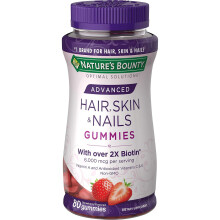 Nature's Bounty, Comprimés Gélifiés Avancés Cheveux, Peau & Ongles, Fraise, 80 Comprimés Gélifiés