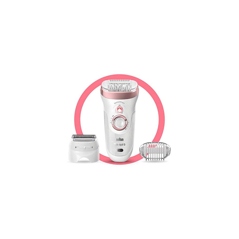 Braun Silk-épil 9 9-720, Epilator for Long-Lasting Hair Removal, Includes Shaver and Trimmer Head, Micro-Grip Tweezer Technology, High Frequency Mass