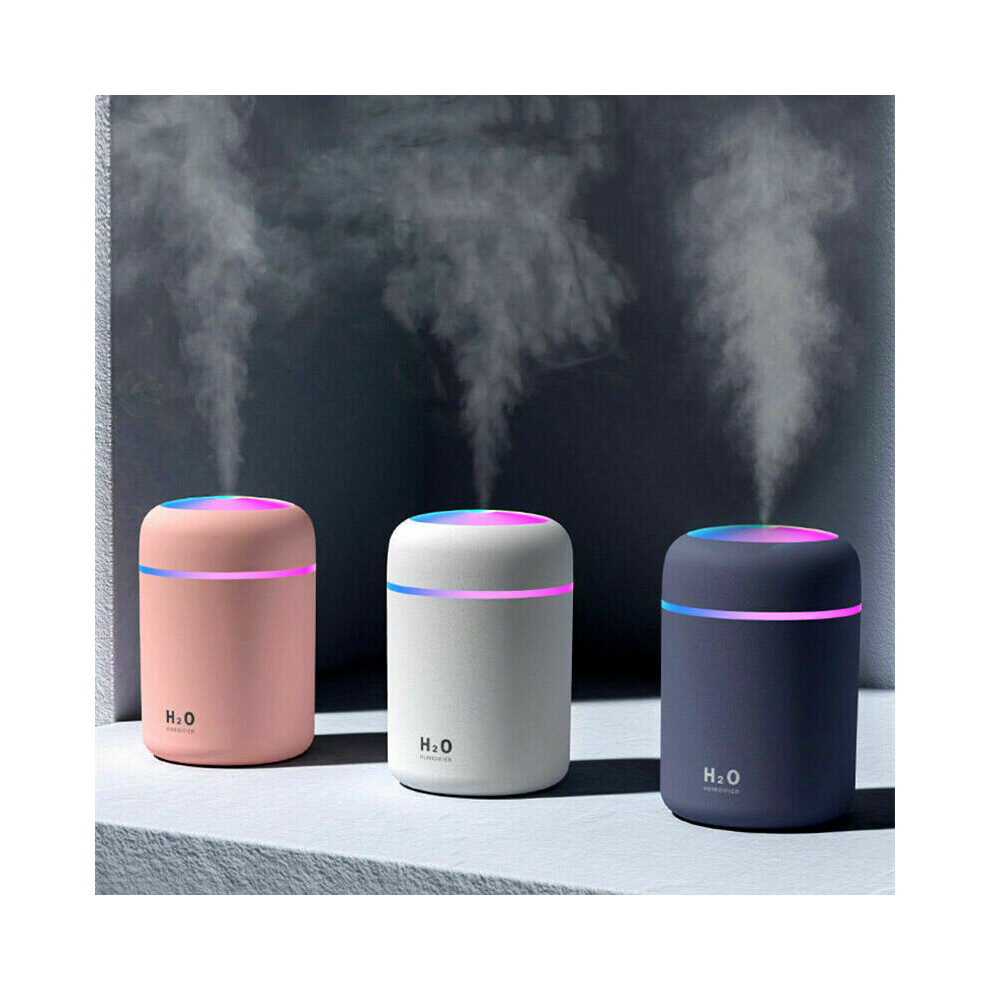 (Black) 300ml Mini Humidifier Whisper Quiet Air Humidifier with Rainbow LED Night Light Ultra-Quiet