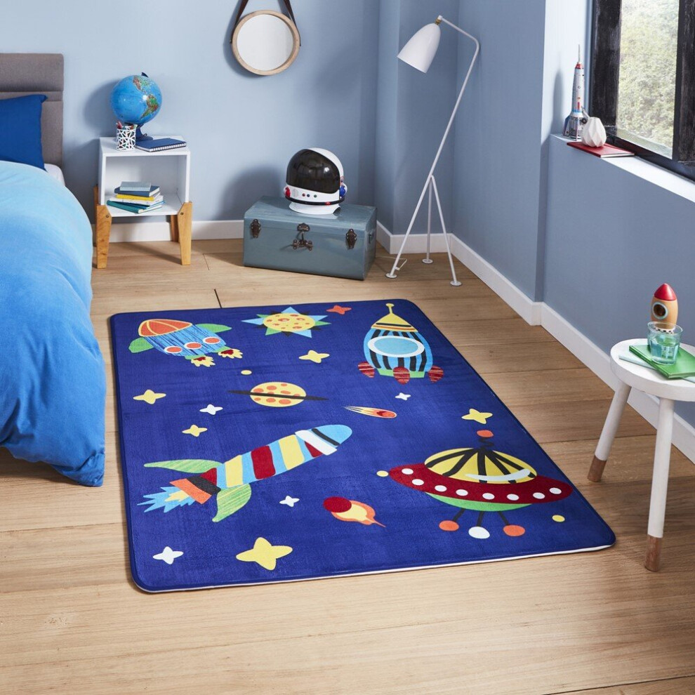 (100x150cm) Inspire G3420 Rugs in Blue Kids Space Bright Fun Children Mats