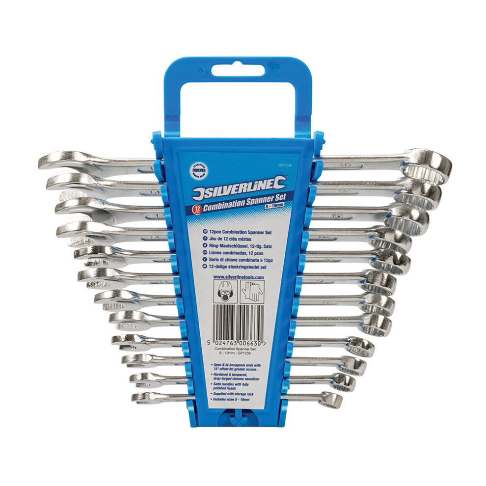 Silverline Mechinical Nut Fastner Wrench Combination Spanner Set Of 12 (8-19mm) ( UK )