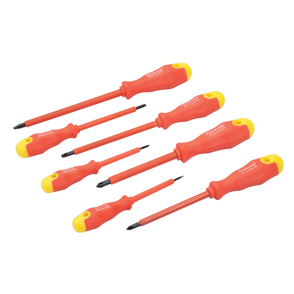 Silverline Heavy Duty Insulated Soft Grip Screwdriver Hand DIY Tool Pack Of 7 ( UK )