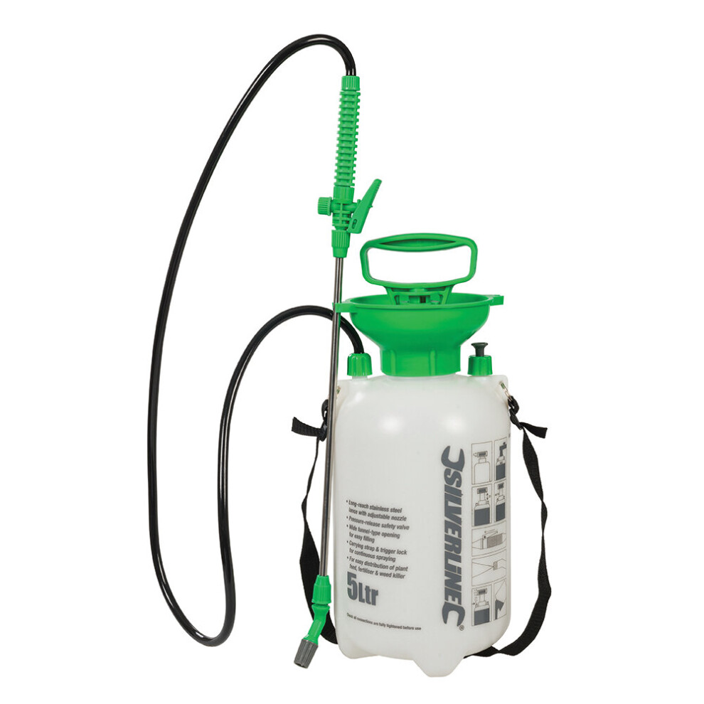 Silverline Powerful Pump Action Pressure Garden Sprayer Plastic Bottle 5 Litre ( UK )