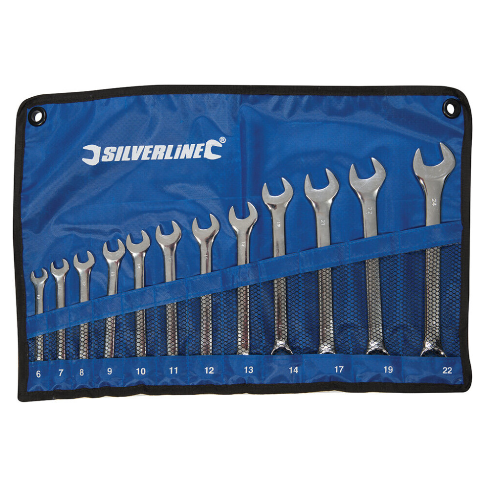 Silverline Mechanical Engineering Tool Combination Spanner Set 12pce 6 - 22mm ( UK )