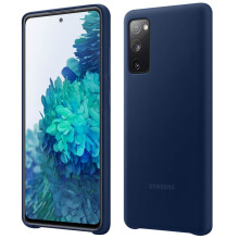 Original Samsung Silicone Case for Galaxy S20 FE - Semi-rigid, Soft-Touch, Dark Blue, 1.4mm Ultra-thin, Anti-scratch, Engraved Logo | Code 8.80609E+12