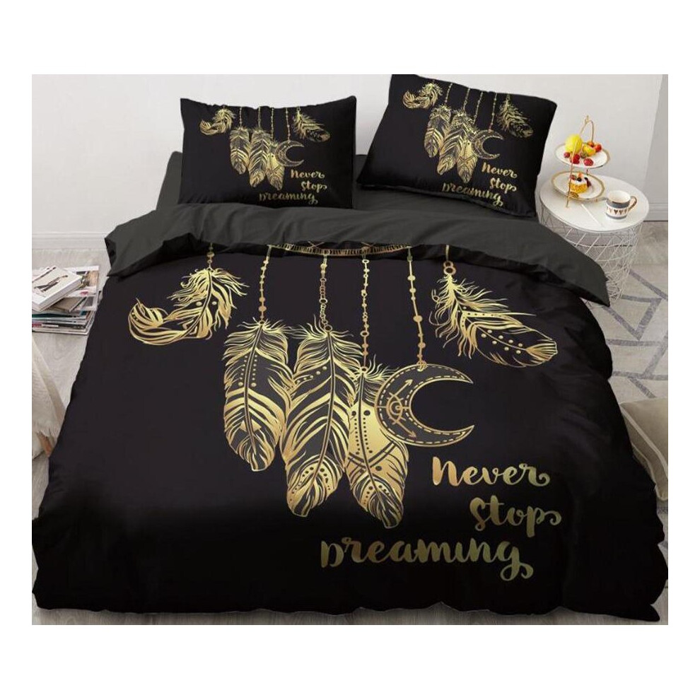 (Double) 3D Gold Feather 5576 Bed Pillowcases Quilt