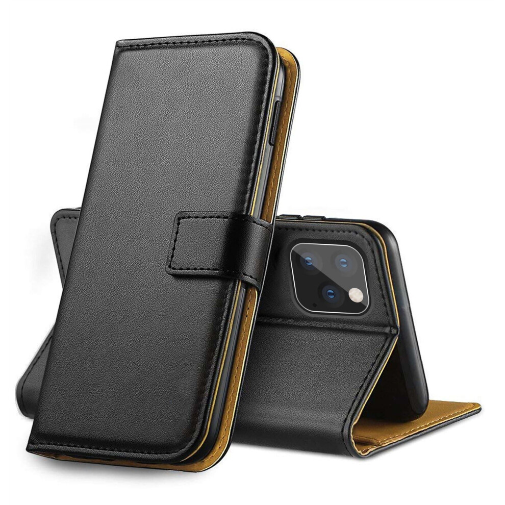 (Black, For Apple iPhone 12) For Apple iPhone 12 11 XR XS Max Leather Flip Wallet Magnetic Stand Card Case