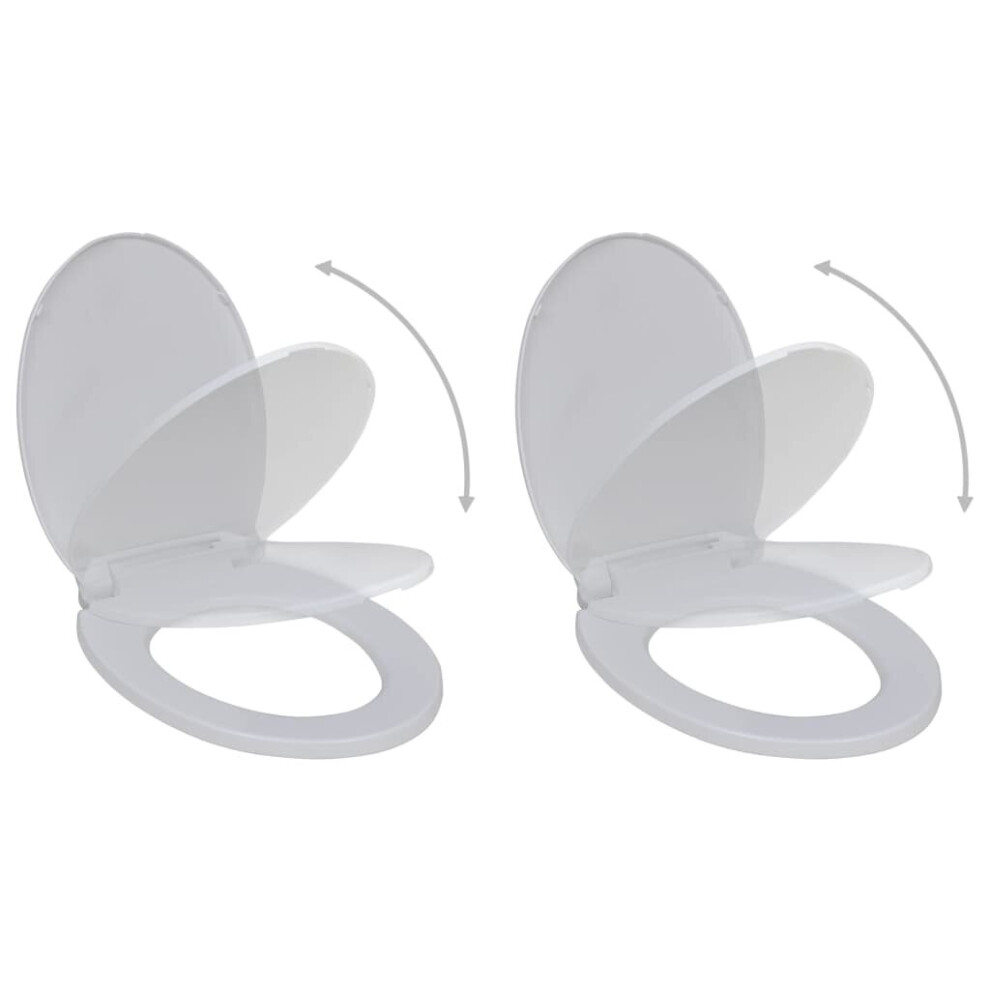 Vidaxl 2X Toilet Seats With Soft Close Lids Plastic White Bathroom Accessory