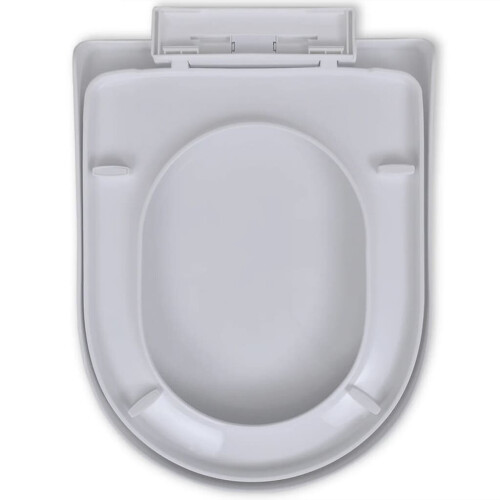 VidaXL vidaXL Soft-close Toilet Seat Square White Bathroom Furniture Accessories Lid 1