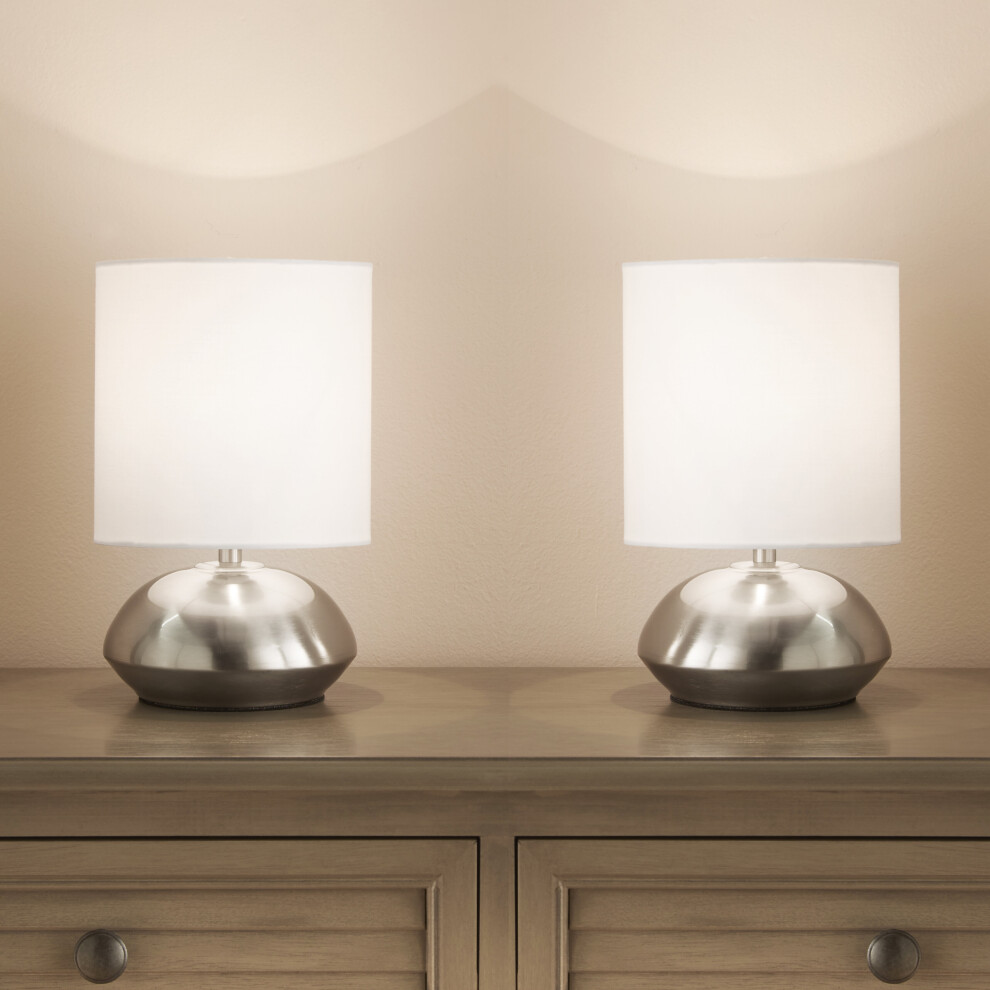 New Pair Touch Table Lamps Dimming Stepped Chrome White