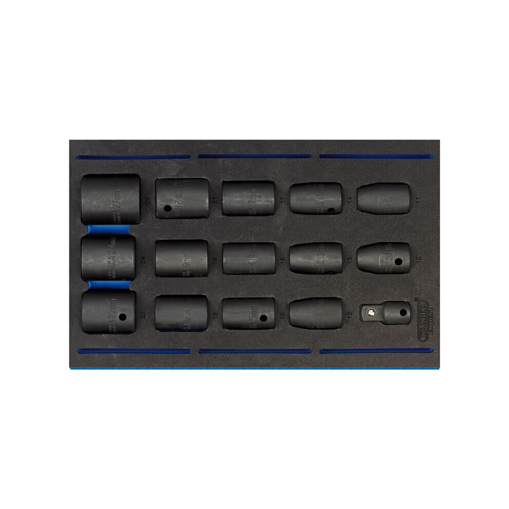 Draper 1/2" Sq. Dr. Impact Socket Set In 1/4 Drawer Eva Insert Tray (15 Piece)