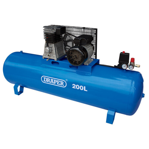 Draper 200L Stationary Belt-Driven Air Compressor (2.2kW)