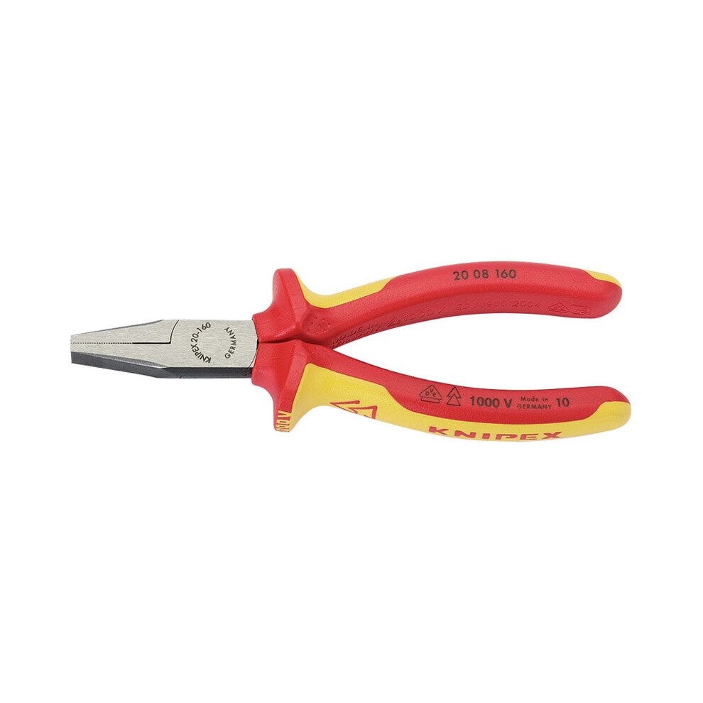 Knipex 20 08 160UKSBE VDE Fully Insulated Flat Nose Pliers (160mm)