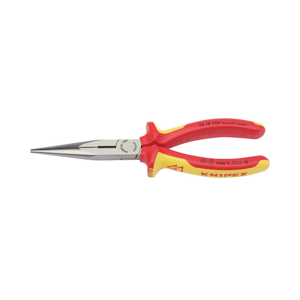 Knipex 26 18 200UKSBE VDE Fully Insulated Long Nose Pliers (200mm)