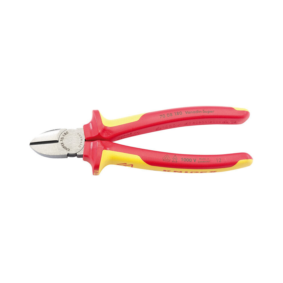 Knipex 70 08 180UKSBE VDE Fully Insulated Diagonal Side Cutters (180mm)