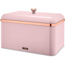 Tower T826130PNK Cavaletto Bread Bin, Durable Carbon Steel, Pink & Rose Gold