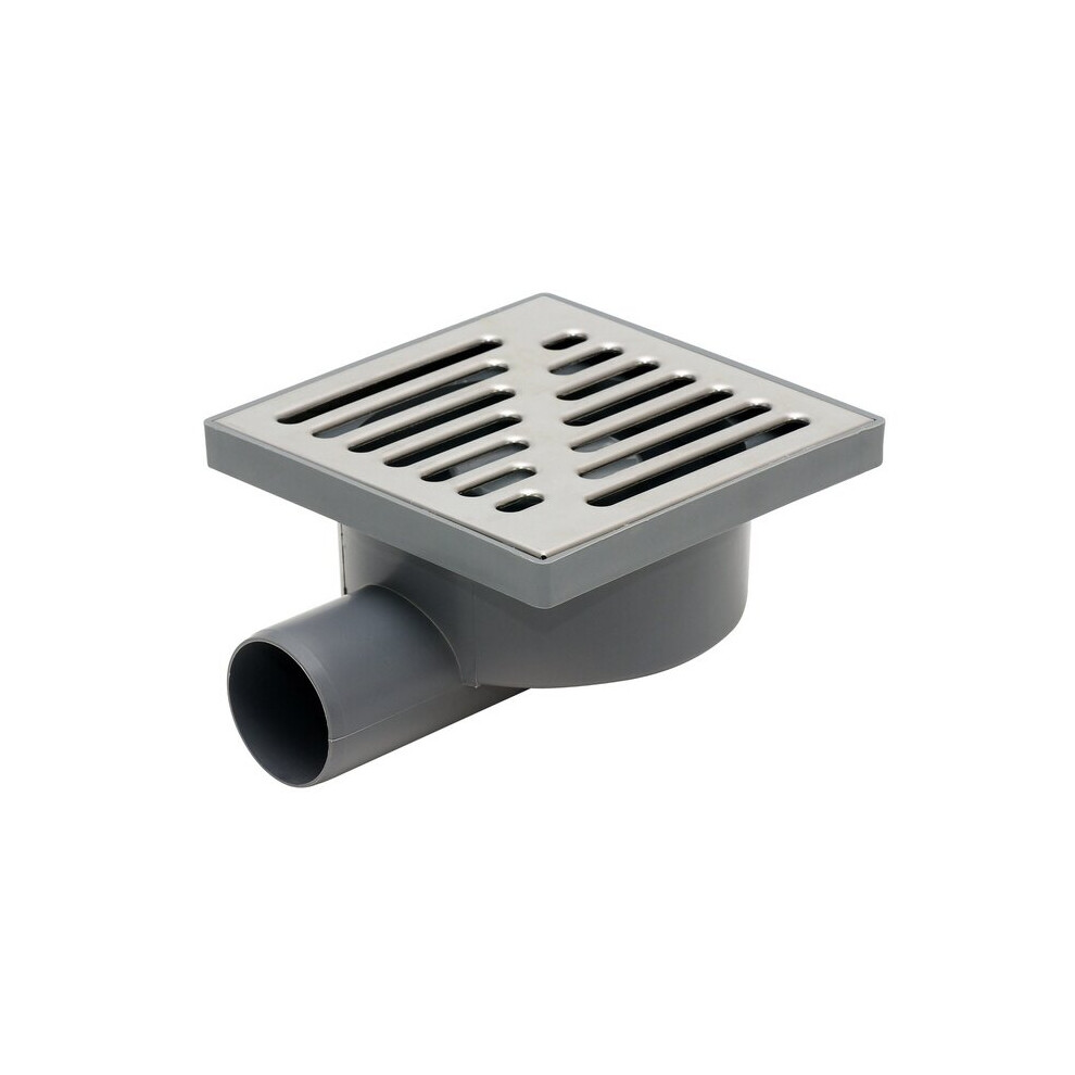 (Side Outlet) Stainless Steel Grid 150x150mm Garage Floor Ground Waste Drain Gully Trap