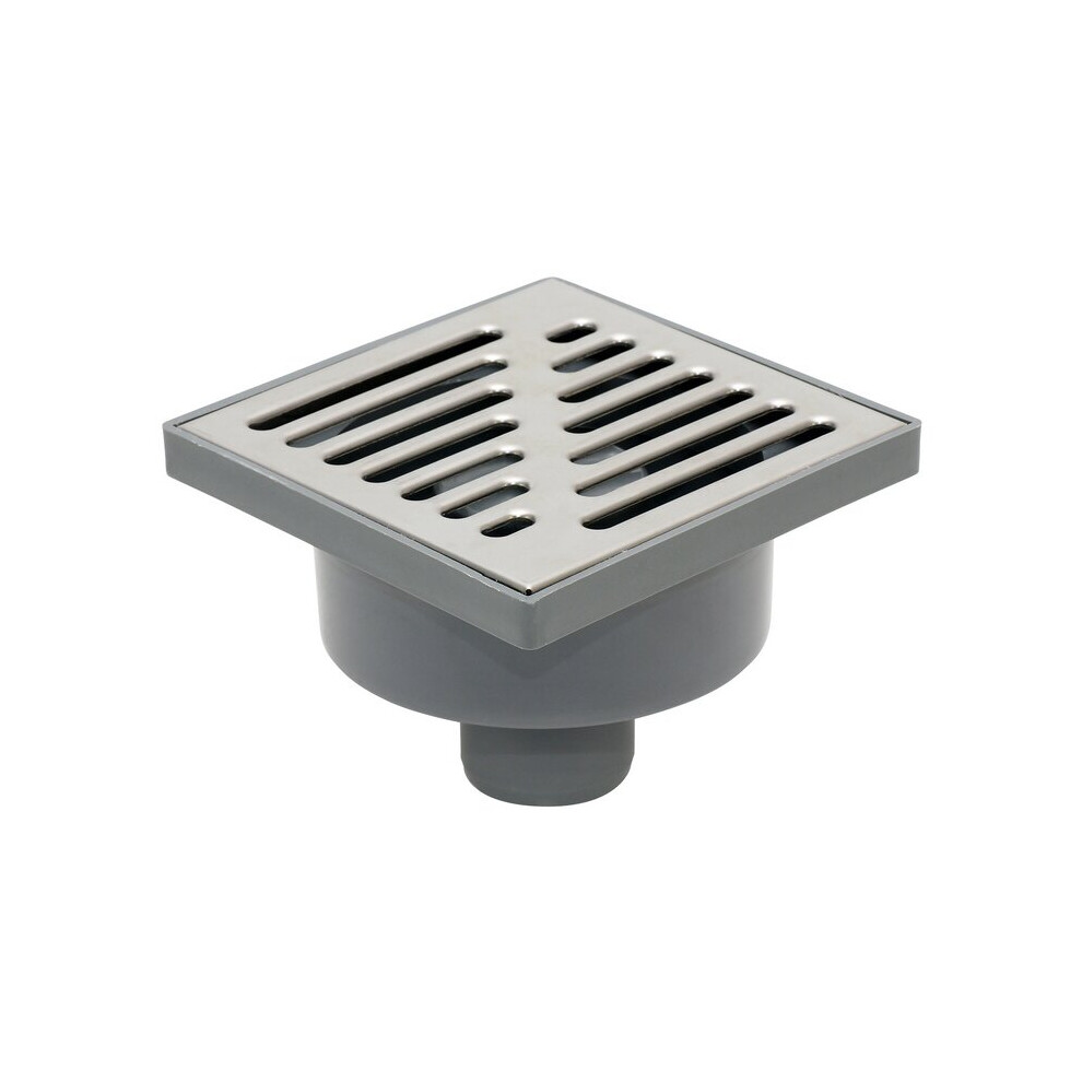 (Bottom Outlet) Stainless Steel Grid 150x150mm Garage Floor Ground Waste Drain Gully Trap