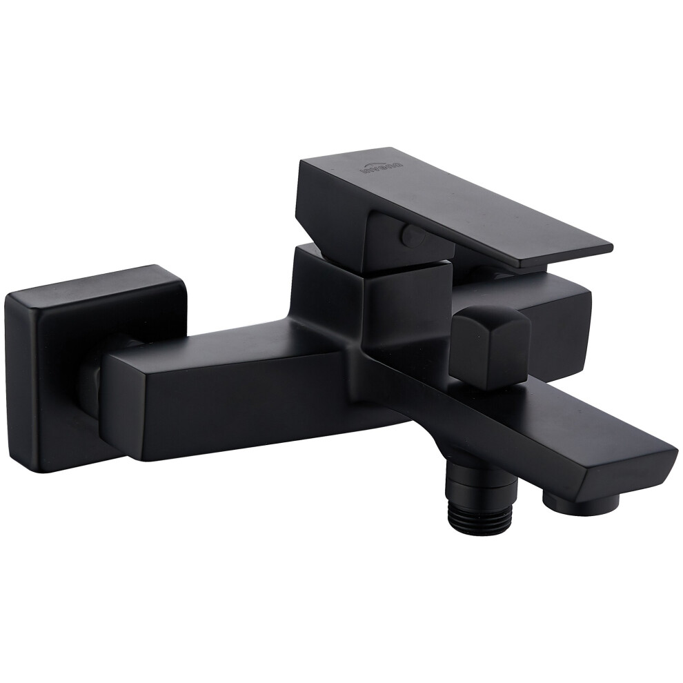 Rectangle Shaped Bath Tap Faucet Bathroom Black Brass Ceramic Mixer Wall Mounted 5907798715305