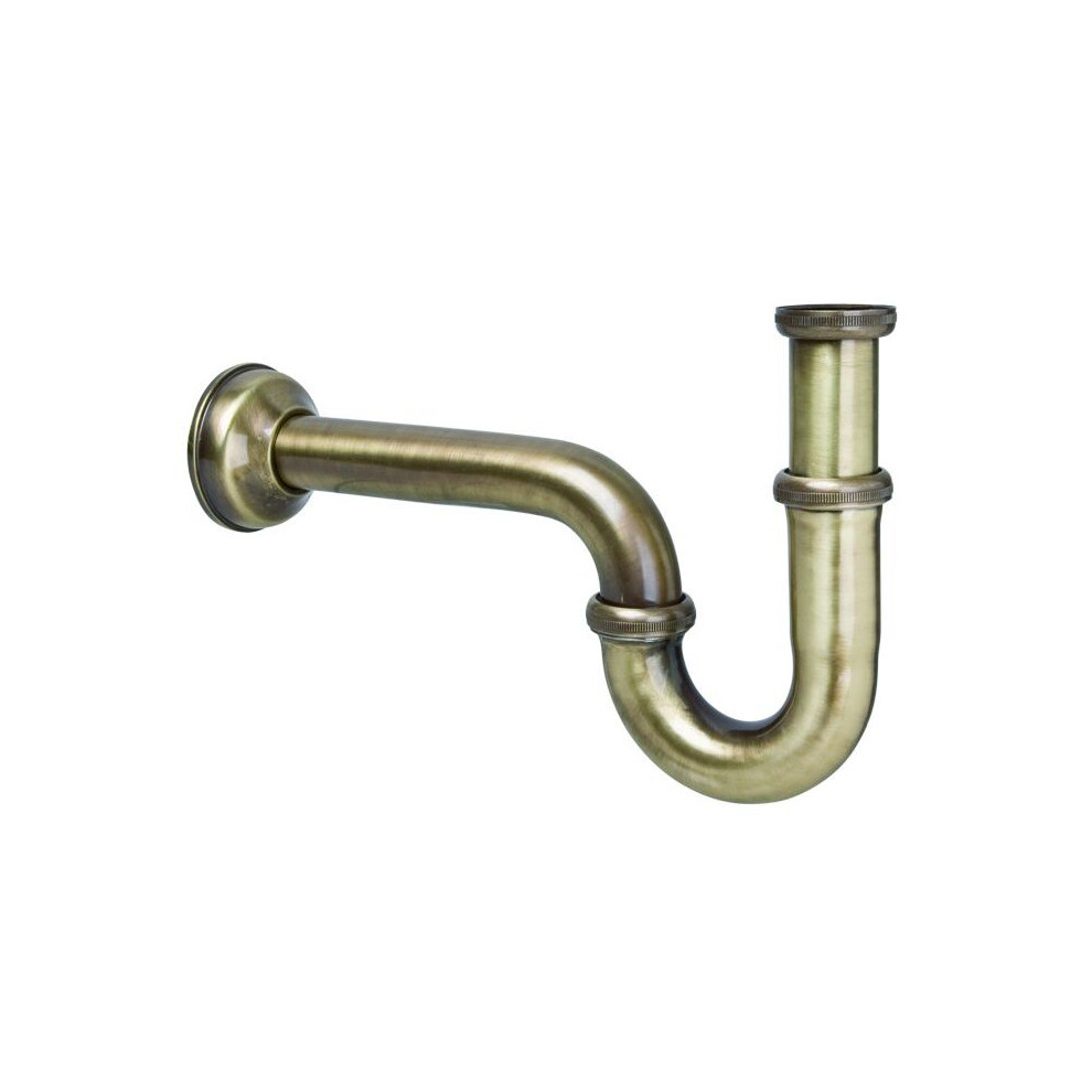 Basin Drain Waste Antique Brass P-Trap 1 1/4" Inch BSP x 32mm Decorative Sink