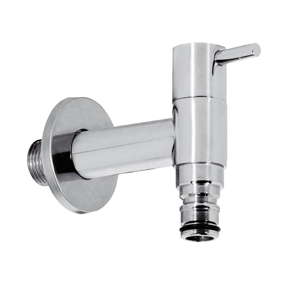 (With Quick Connection) Garden Tap Modern Looking Cold Water Outdoor Chrome Plated