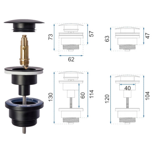 Click-clack Νιπτήρας Siphon Universal Rea Matte Black 1