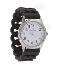 (Black) Silicone Stretch Band Watch