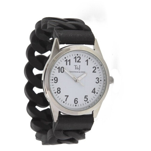 (Black) Silicone Stretch Band Watch