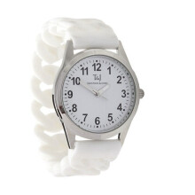 (White) Silicone Stretch Band Watch