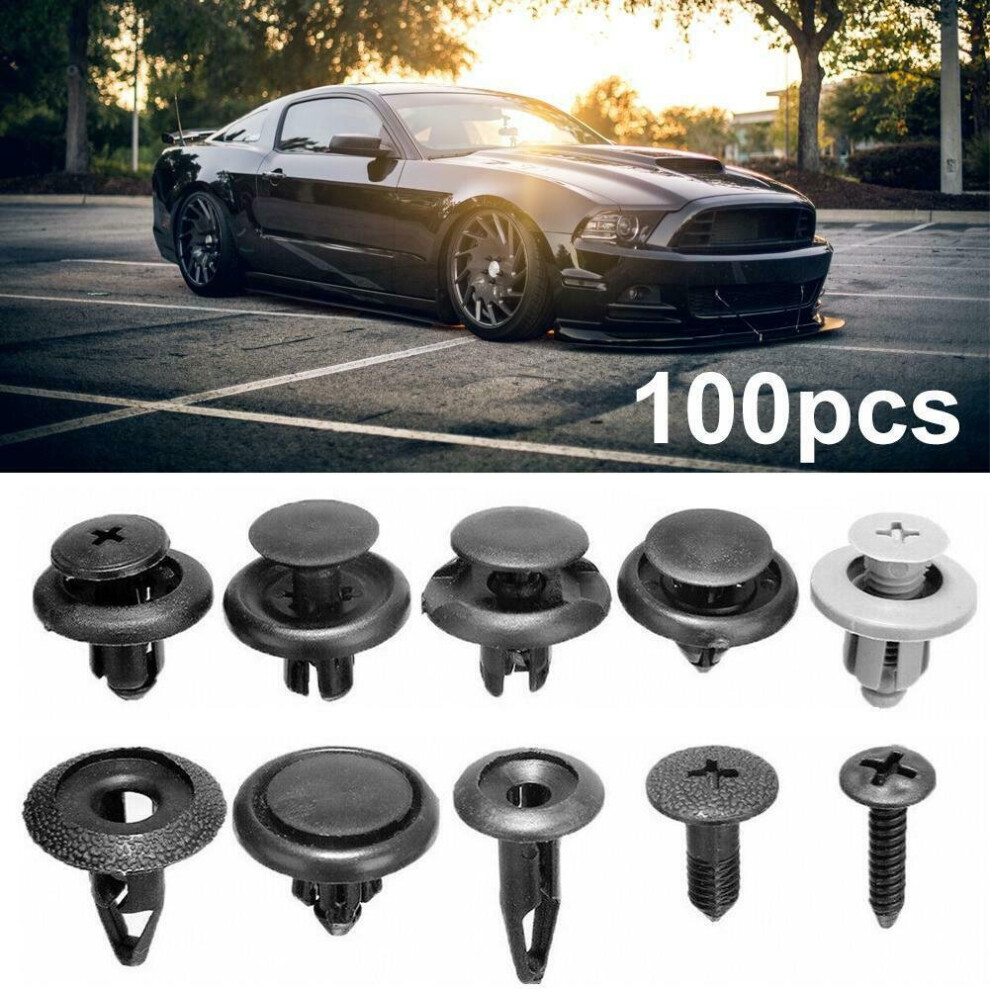 100X Trunk Screw Rivets Set Car Bumper Fender For Auto Plastic Fastener Clips 9342024780188