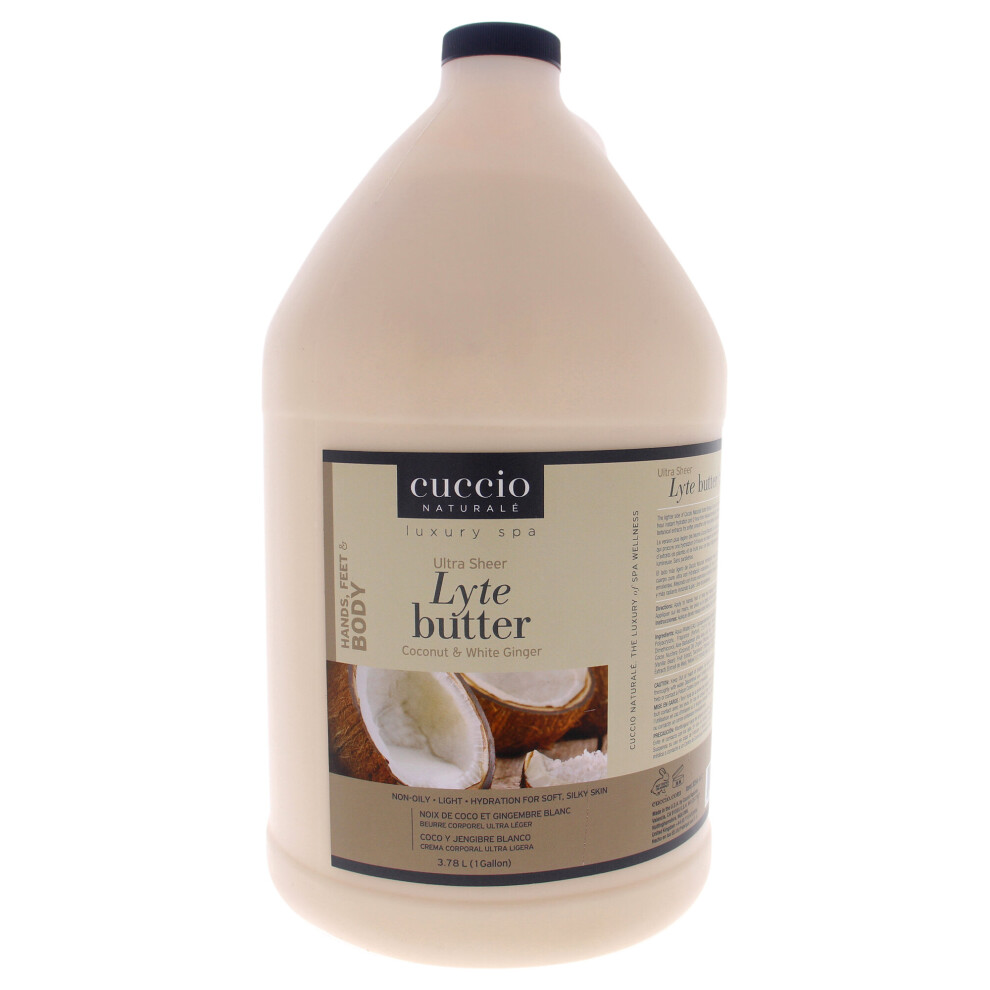 Cuccio White - Ultra Sheer Lyte Butter - Coconut And Ginger - For Unisex - Body Butter - 1 Gallon