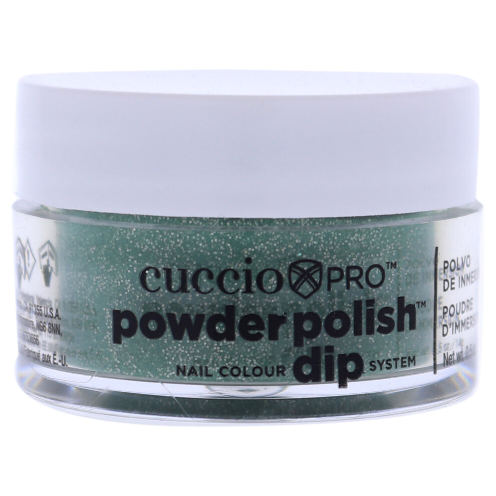 Cuccio Green - Pro Powder Polish Nail Colour Dip System - Emerald With Rainbow Mica - For Women - Nail Powder - 0.5 Oz