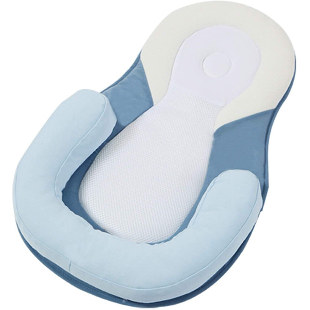 Baby Infant Newborn Pillow Cushion Prevent Flat Head Sleep Nest Pod Anti Roll - Blue