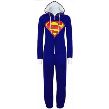 (M) Superman Print Hooded Zip Front All In One Unisex Costume Jumpsuit Onesies Zip Hooded Superheroes Pyjamas