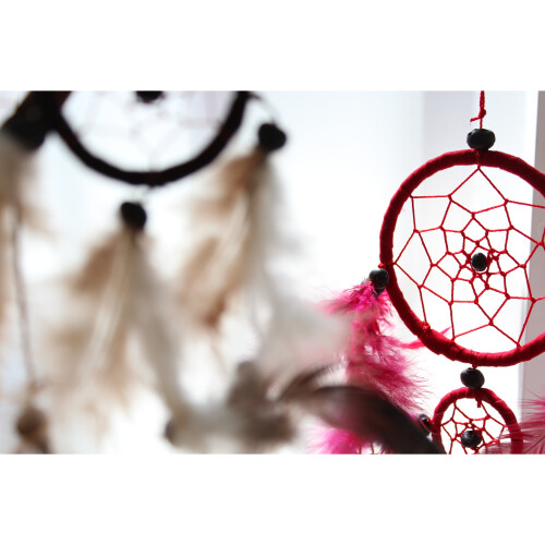 Bali Dreamcatchers - Medium Round - Black/White/Red 2