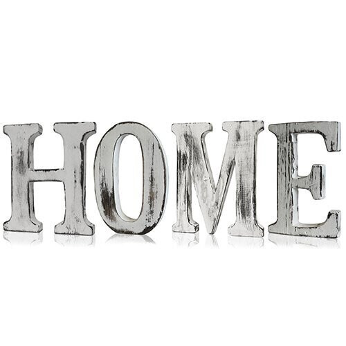 Shabby Chic Hand Rubbed White Letters HOME Mango Wood