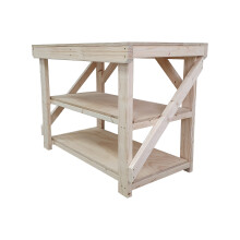 (4ft, Standard Legs) Wooden Double Shelf Workbench 18mm Superior Strength Plywood Top Industrial Heavy-Duty Table