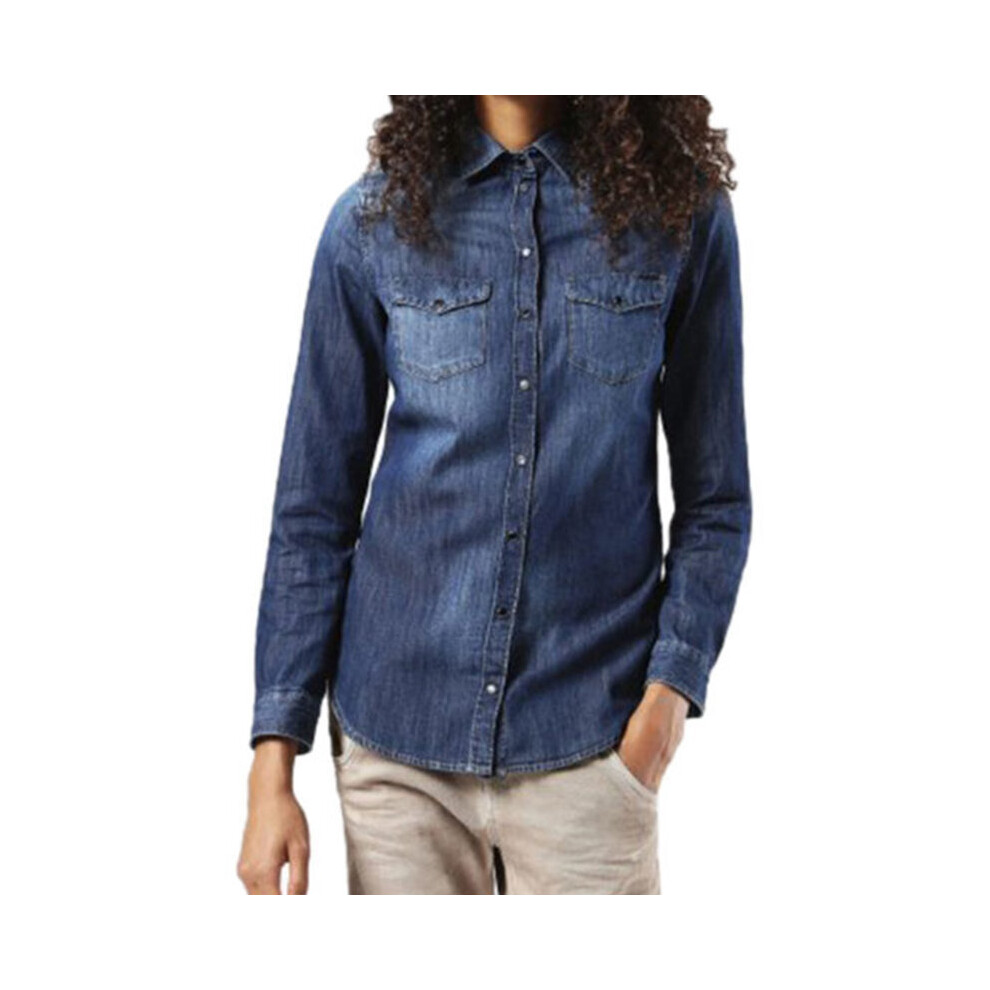 (2XS) DIESEL DE PRATT Womens Denim Jeans Casual Shirt Ladies Top Cotton Elegant Blue