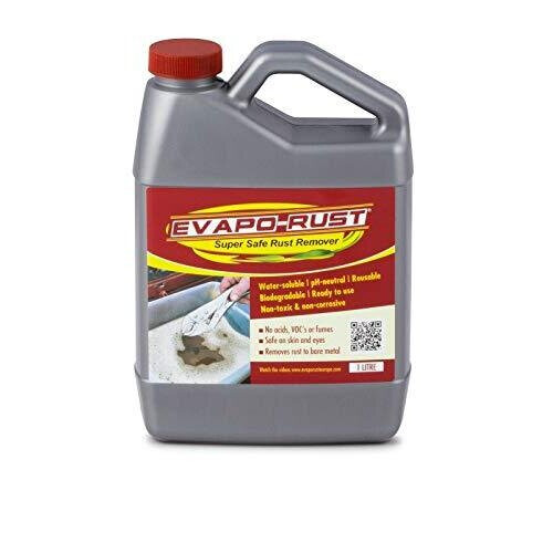 EVAPO-RUST - 1L Rust Remover Liquid Solution Removes Metal Oxides Water Soluble & 1 Pair Of Black Nitrile Gloves