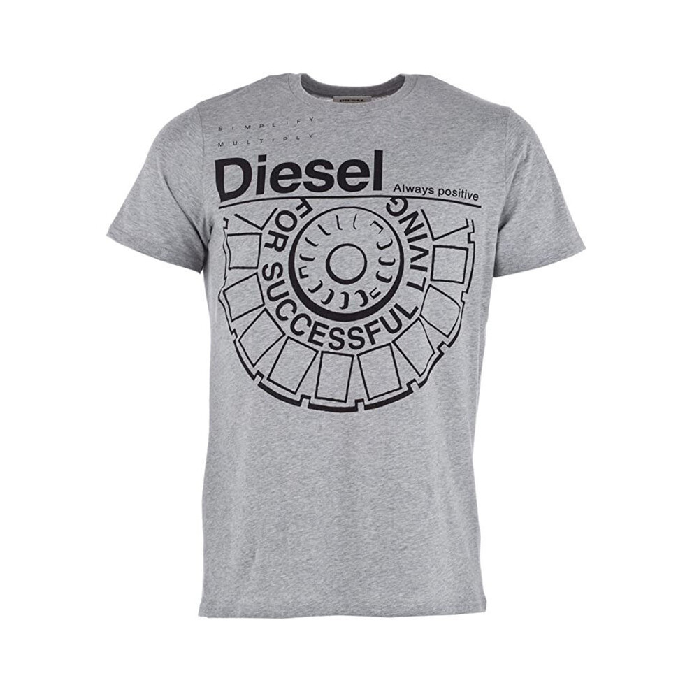 (S) DIESEL T BALLOCK R Mens T-Shirt Crew Neck Grey Tee