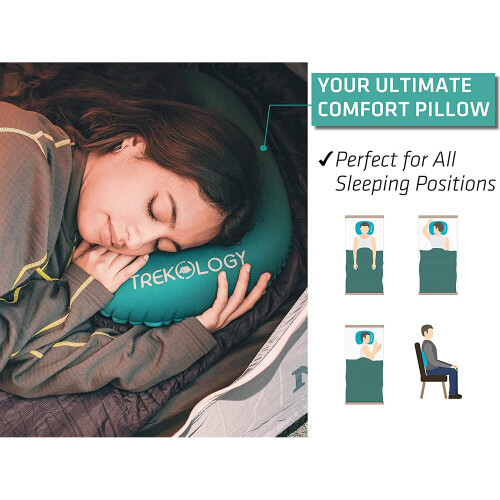 TREKOLOGY Cuscino da Viaggio Inflatable Ultralight - ALUFT 2.0 Compatto e Ergonomico 1